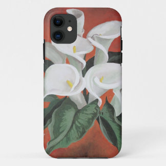 Funda Para iPhone 11 Calla Lilies En Un Fondo Rojo