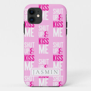 Funda Para iPhone 11 Cállate Y Bésame Tipografía Monograma Rosa