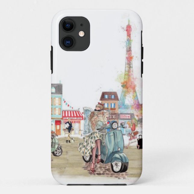 Funda De Case-Mate Para iPhone Calles lindas del collage de París (Reverso)