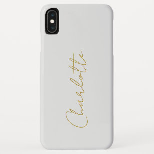 Funda Para iPhone XS Max Calligraphy Gold Color Gray Personalizado Personal