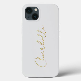 Funda Para iPhone 13 Calligraphy Gold Color Gray Personalizado Personal