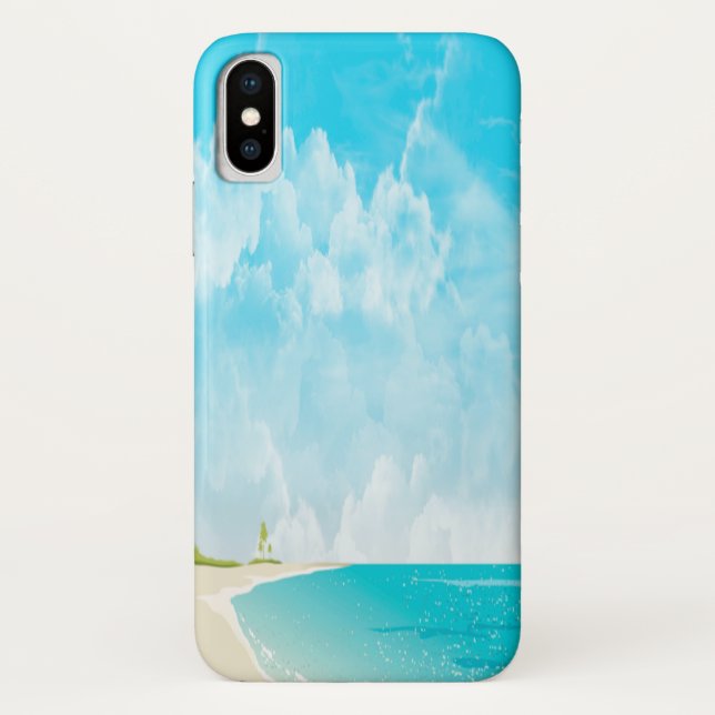 Funda De Case-Mate Para iPhone Calma Playa y Cielo Océano (Reverso)