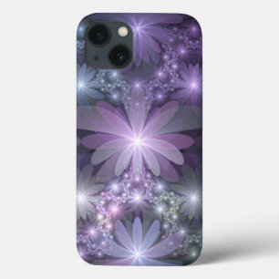 Funda Para iPhone 13 Cama de flores arte fractal abstracto brillante de