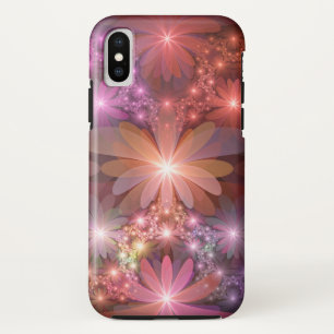 Funda Para iPhone XS Cama De Flores Colorido Brillante Arte Fractal Abs