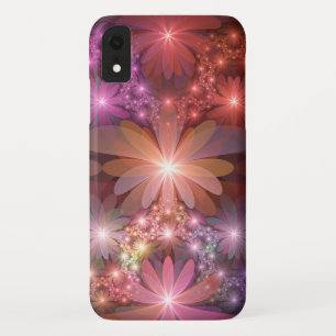 Funda Para iPhone XR Cama De Flores Colorido Brillante Arte Fractal Abs