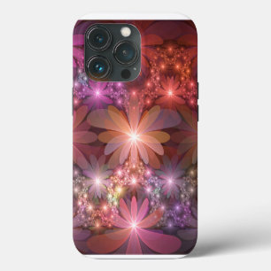 Funda Para iPhone 13 Pro Cama De Flores Colorido Brillante Arte Fractal Abs