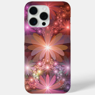 Funda Para iPhone 15 Pro Max Cama De Flores Colorido Brillante Arte Fractal Abs
