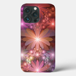 Funda Para iPhone 13 Pro Cama De Flores Colorido Brillante Arte Fractal Abs