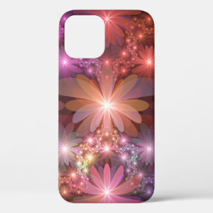 Funda Para iPhone 12 Cama De Flores Colorido Brillante Arte Fractal Abs