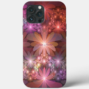 Funda Para iPhone 13 Pro Max Cama De Flores Nombre De Arte Fractal Abstracto Co