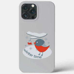 Funda Para iPhone 13 Pro Max Camachuelo común invernal y bayas rojas de serbal