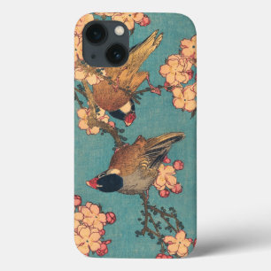 Funda Para iPhone 13 Camachuelo de Hokusai y Flor de Cerezo Ave Vintage