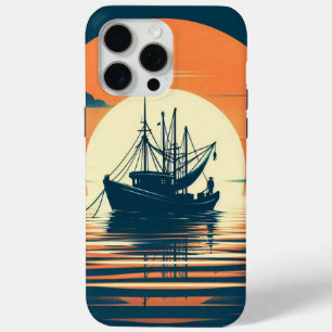 Funda Para iPhone 15 Pro Max Camarón/pesca de vintage/náutico