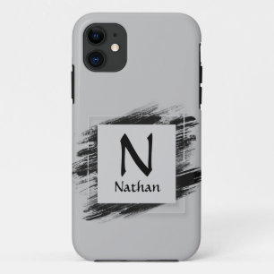 Funda Para iPhone 11 Cambiar el nombre inicial de adición de pincel neg