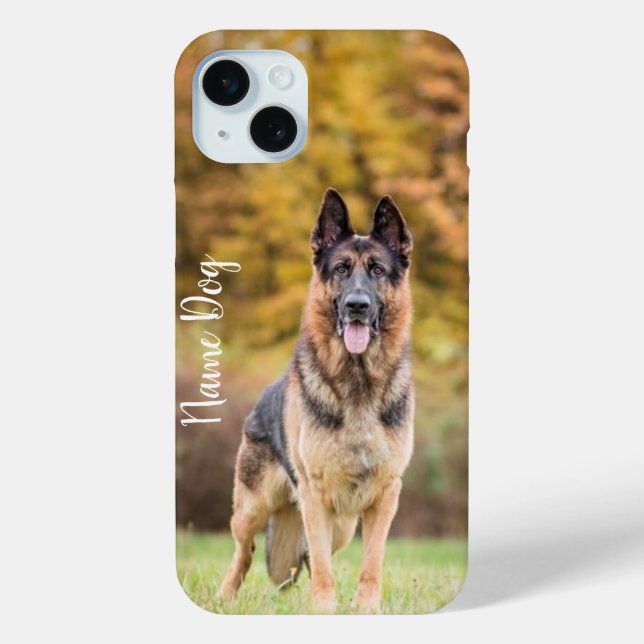 Funda De Case-Mate Para iPhone Cambie el nombre de su perro de Pastor Alemán por  (Reverso )