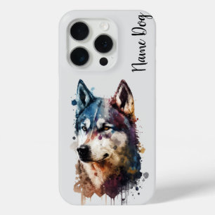 Funda Para iPhone 15 Pro Cambie el nombre de su perro Husky en los estuches