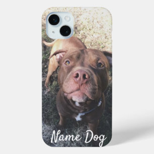 Funda Para iPhone 15 Mini Cambie el nombre de su perro Pitbull en los estuch