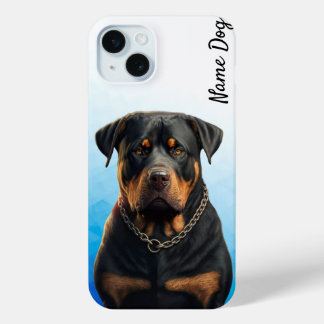 Funda Para iPhone 15 Mini Cambie el nombre de su perro Rottweiler en los est