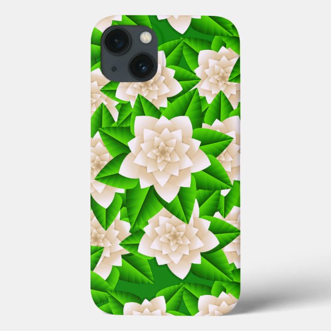 Funda De Case-Mate Para iPhone Camelias blancas y hojas verdes (Reverso)