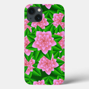 Funda Para iPhone 13 Camelias rosas de hielo y hojas verdes