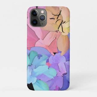Funda Para iPhone 11 Pro Camellias de acuarela pastel reversible con monogr