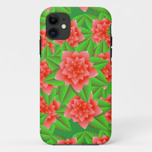 Funda Para iPhone 11 Camellias Naranja de coral y hojas verdes