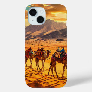 Funda Para iPhone 15 Camellos del Desierto Estética de Viaje Árabe Dise