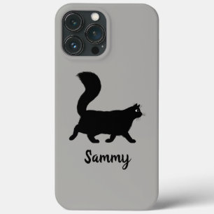 Funda Para iPhone 13 Pro Max Caminando Gato Gatito Gatito Negro con Texto Perso