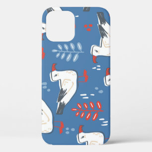 Funda Para iPhone 12 Caminata de gaviotas: patrón vintage sin costura.