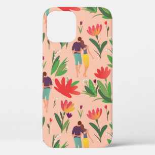 Funda Para iPhone 12 caminatas de pareja enamoradas entre flores