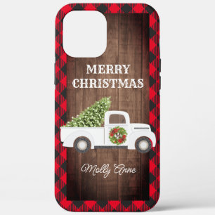 title_seo2 Camión de árbol de navidad blanco vintage con rúsc