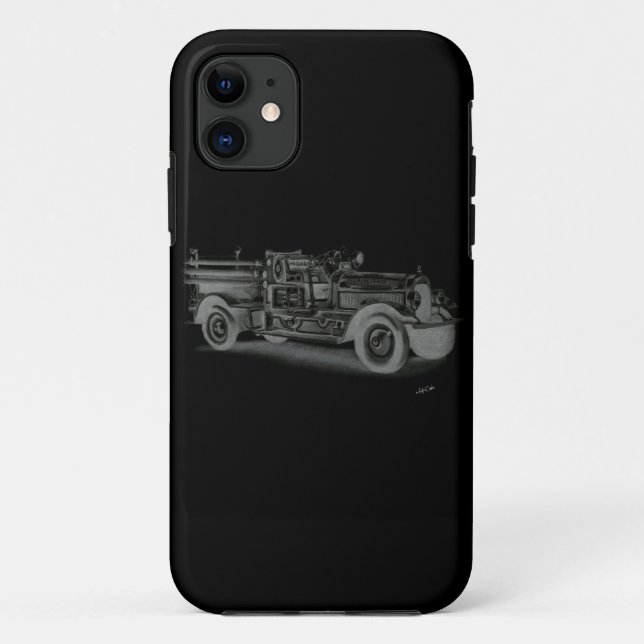 Funda De Case-Mate Para iPhone camión de bomberos de cosecha mano invertido (Reverso)