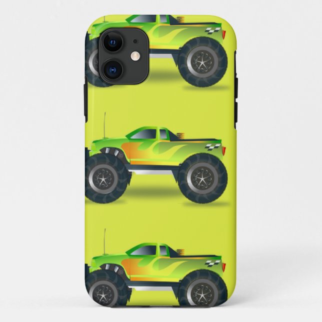 Funda De Case-Mate Para iPhone Camión de monstruos en verde limón (Reverso)