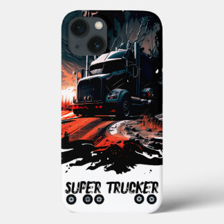 Funda Para iPhone 13 Camión de teléfono BLack, regalo de camión, arte d