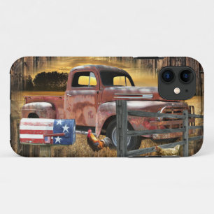 Funda Para iPhone 11 Camión rojo antiguo camionero vintage de la granja