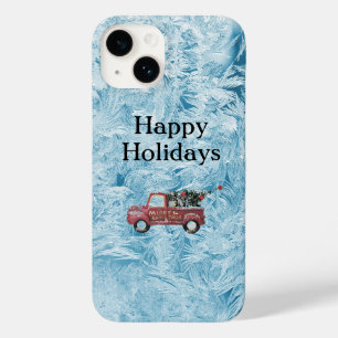 Funda Para iPhone 14 De Case-Mate camión rojo vintage sobre un fondo de copos de nie