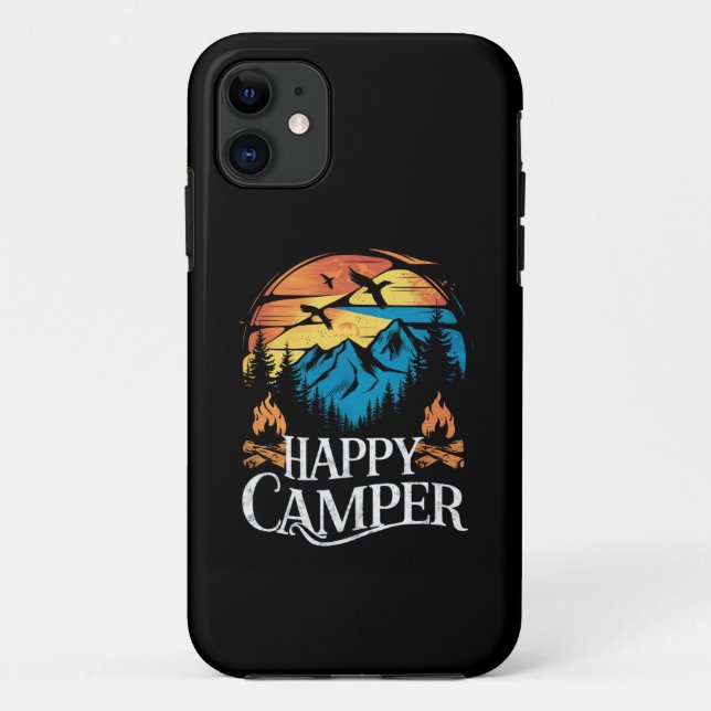 Funda De Case-Mate Para iPhone Camionera de camping feliz retro (Reverso)