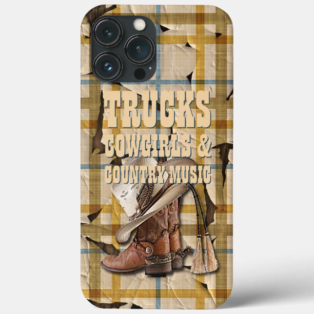 Funda De Case-Mate Para iPhone Camiones Cowgirls Country Music Plaid Tartan Patte (Reverso )