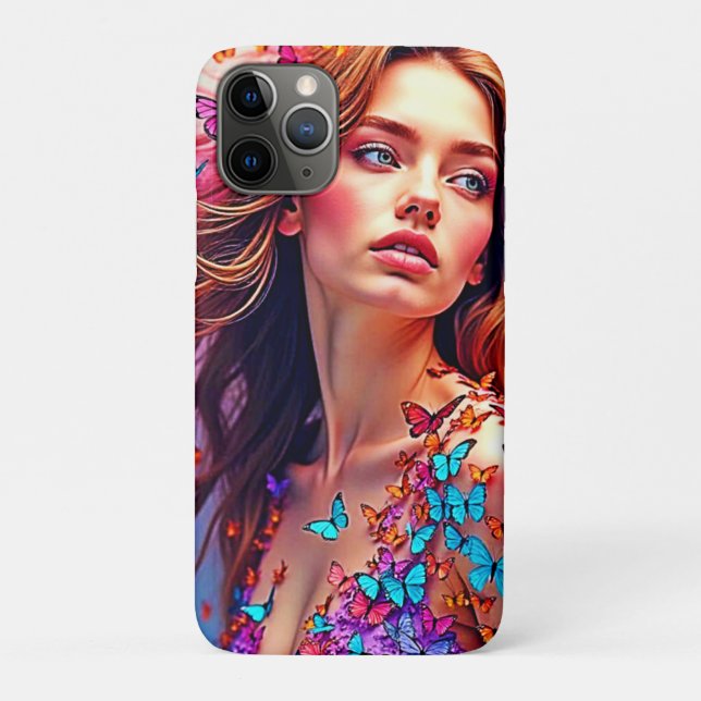 Funda De Case-Mate Para iPhone Camisa artística de la musa de mariposa (Reverso)