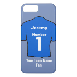 Funda Para iPhone 8 Plus/7 Plus Camisa de fútbol azul Elija nombre y equipo