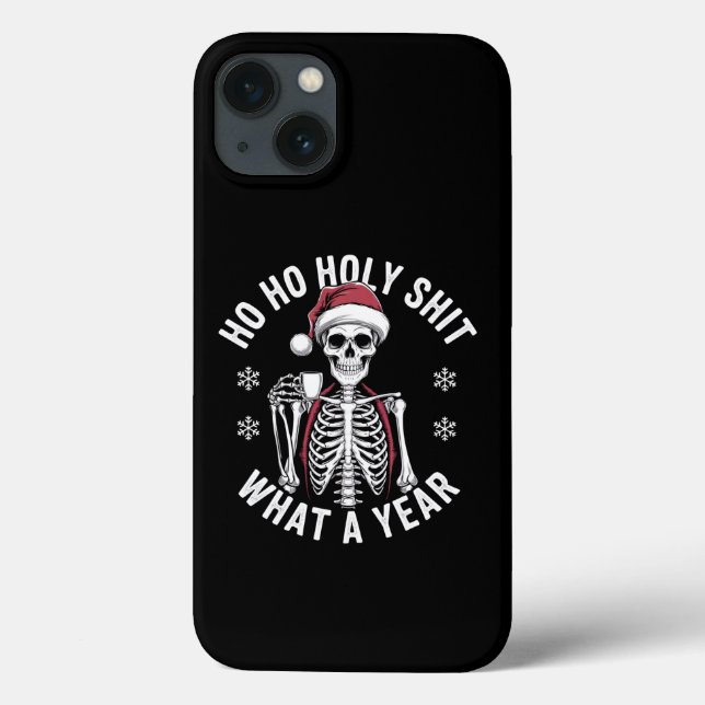 Funda De Case-Mate Para iPhone Camisa Santa Qué Año Navidades Humor Skeleton (Reverso)