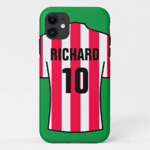 Funda Para iPhone 11 Camisas de fútbol en franjas rojas y blancas