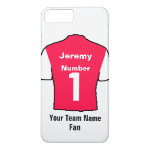 Funda Para iPhone 8 Plus/7 Plus Camisas rojas de fútbol Elegir nombre y equipo