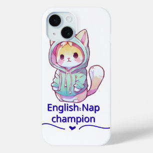 Funda Para iPhone 15 Camiseta Campeona de la Siesta de Gato Adorable