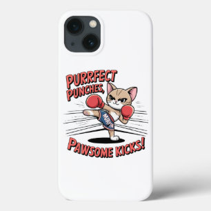 Funda Para iPhone 13 Camiseta Muay Thai Boxing Cute Anime Cat