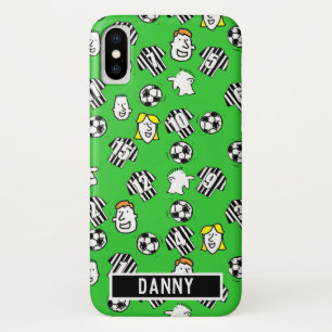 Funda Para iPhone X Camisetas de Fútbol franqueados en blanco y negro.
