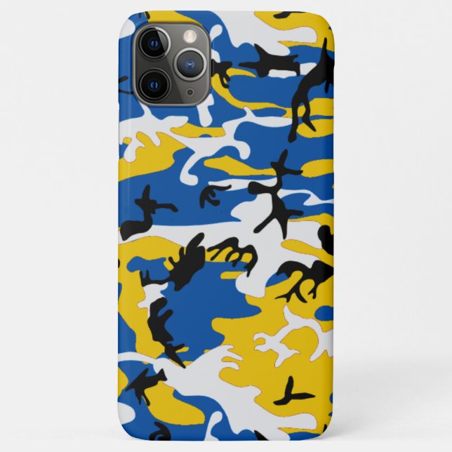 Funda De Case-Mate Para iPhone Camo azul y amarillo (Reverso)