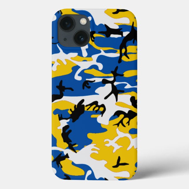 Funda De Case-Mate Para iPhone Camo azul y amarillo (Reverso)
