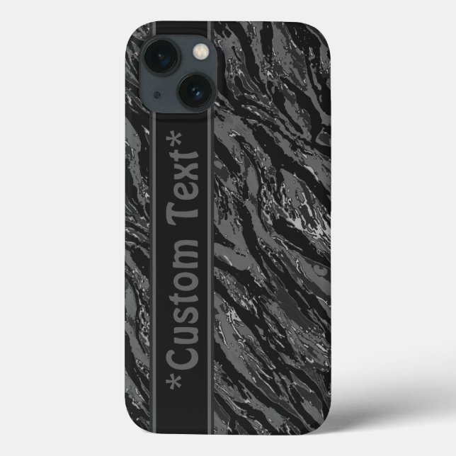 Funda De Case-Mate Para iPhone Camo con rayas grises urbanas con texto Personaliz (Reverso)