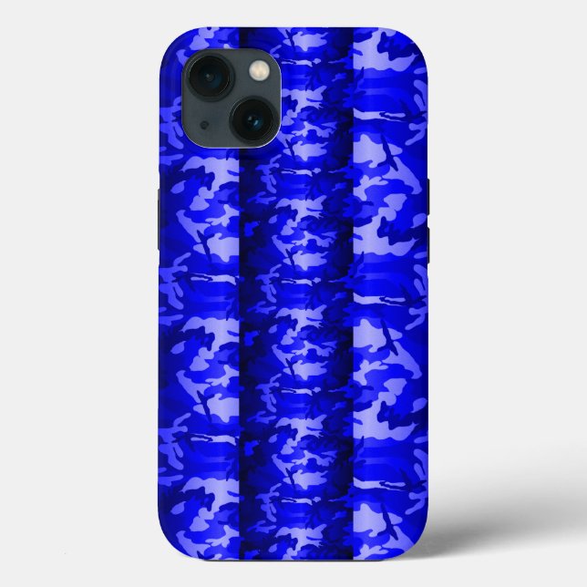 Funda De Case-Mate Para iPhone Camo de madera azul con estilo 3D (Reverso )